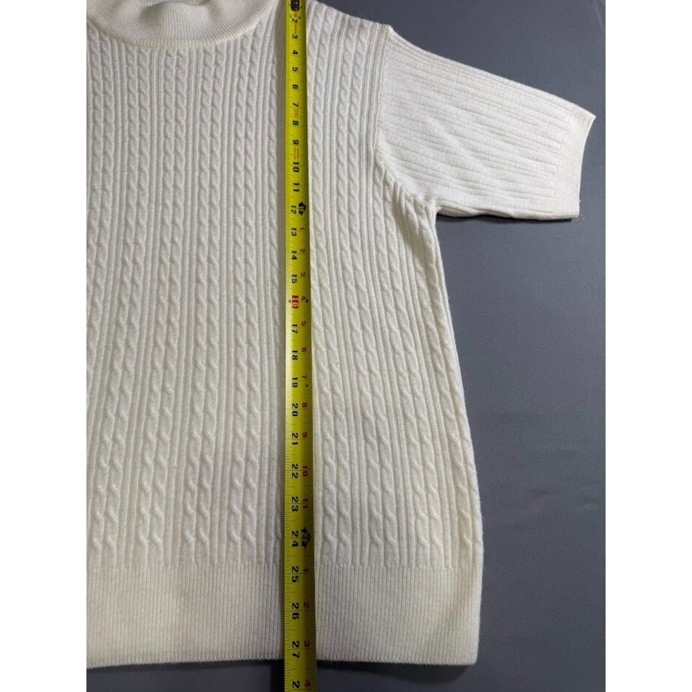 Crystal Kobe Sweater Women Size 2X White Short Sleeve High Neck Knit Casual - Picture 8 of 16